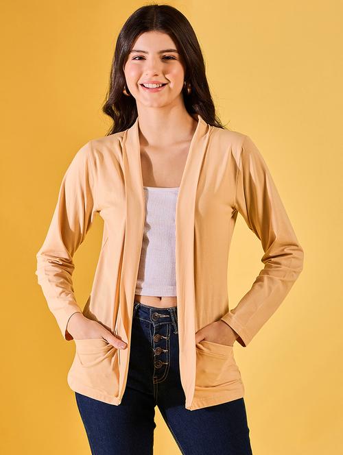 women solid long sleeves regular shrug - 21766962 - Very Small Image - 1