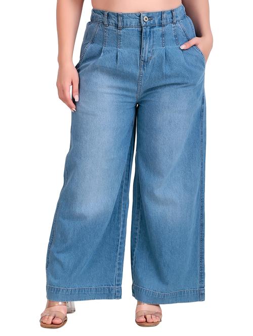 women plus size solid high rise wide leg jean - 21768029 - Very Small Image - 1