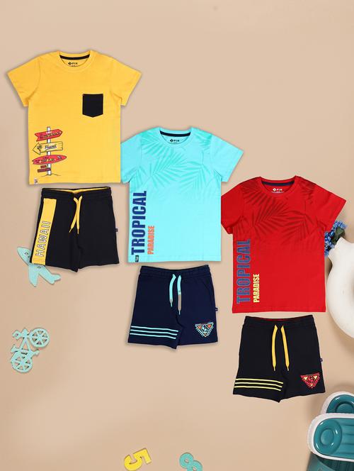 kids pack of 3 printed short and t-shirt set - 21785131 - Very Small Image - 1
