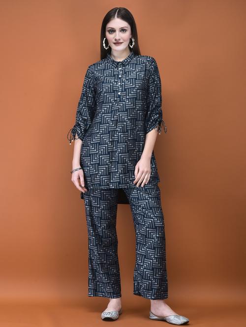 women three quarter sleeve ethnic co-ord set - 21785491 - Very Small Image - 1