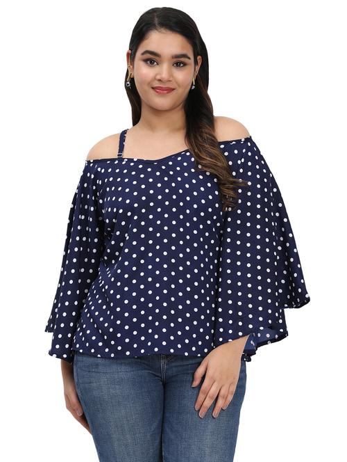 women plus size polka doted flared sleeves top - 21793232 - Very Small Image - 1