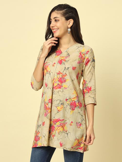 women printed three quarter sleeves a-line kurti - 21793359 - Very Small Image - 1