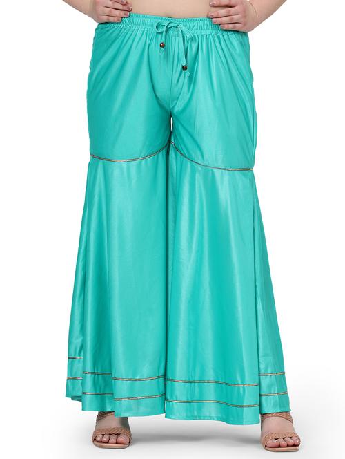 women turquoise solid mid rise sharara - 21793962 - Very Small Image - 1