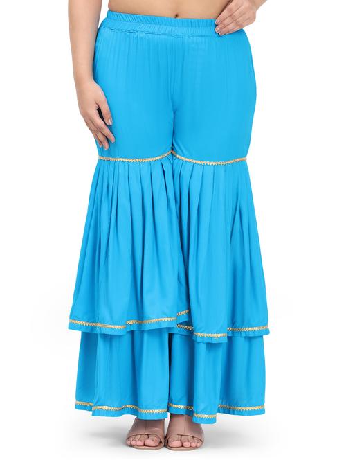 women blue solid mid rise sharara - 21793964 - Very Small Image - 1