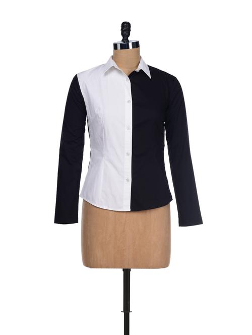 stylish black & white retro shirt - 21806 - Very Small Image - 1