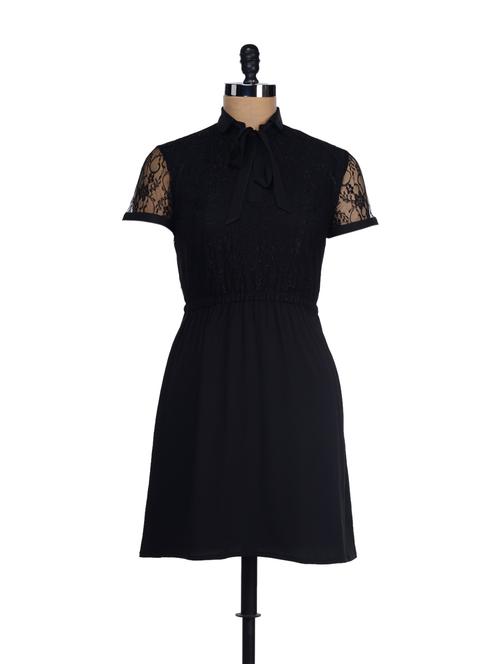 black net dress with peter pan collar - 21814 - Very Small Image - 1