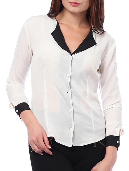stylish white top with black lapel - 21839 - Very Small Image - 1