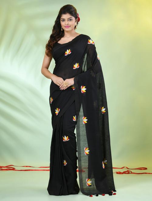 women black embroidered saree with blouse - 21839564 - Very Small Image - 1