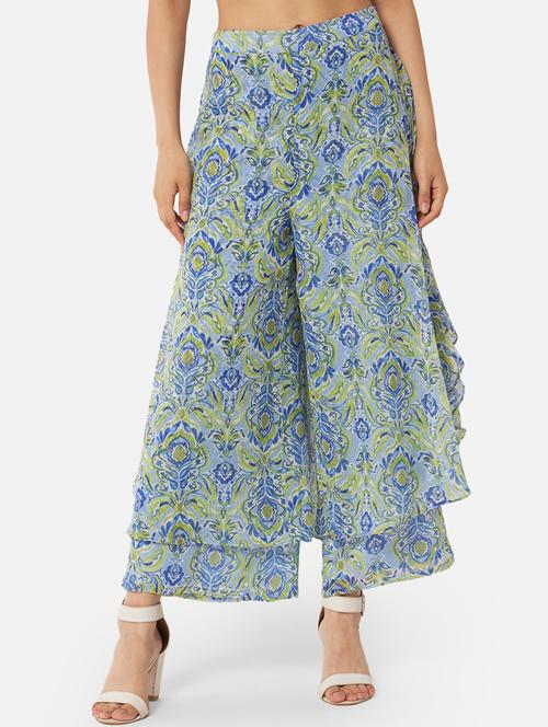 women printed high rise ruffled palazzo - 21840893 - Very Small Image - 1