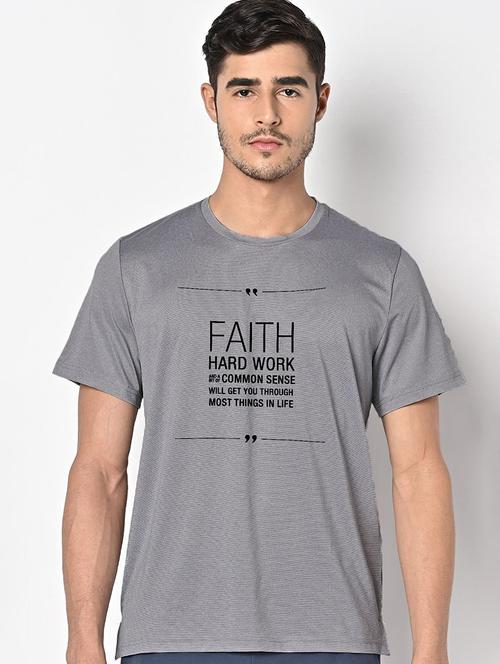 men grey round neck regular fit t-shirt - 21842267 - Very Small Image - 1