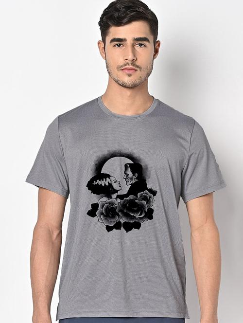 men grey round neck regular fit t-shirt - 21842297 - Very Small Image - 1