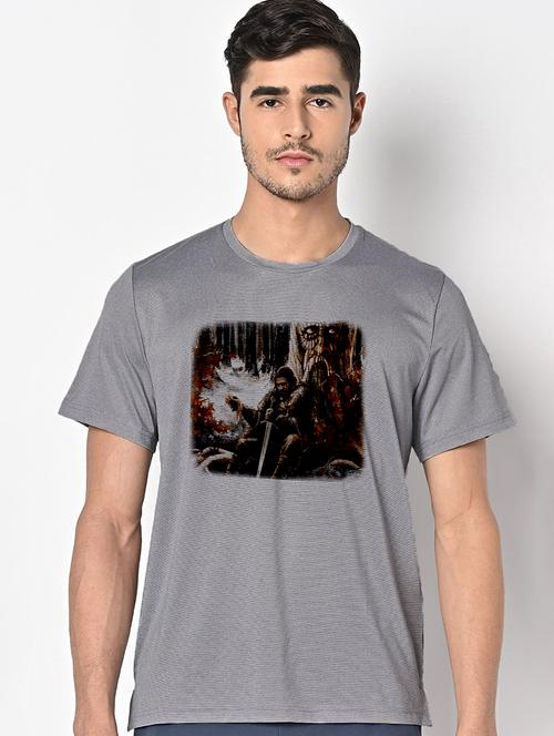 men grey round neck regular fit t-shirt - 21842364 - Very Small Image - 1