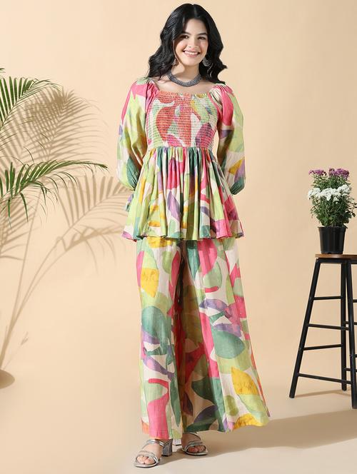 women printed top and trouser co-ord set - 21843062 - Very Small Image - 1