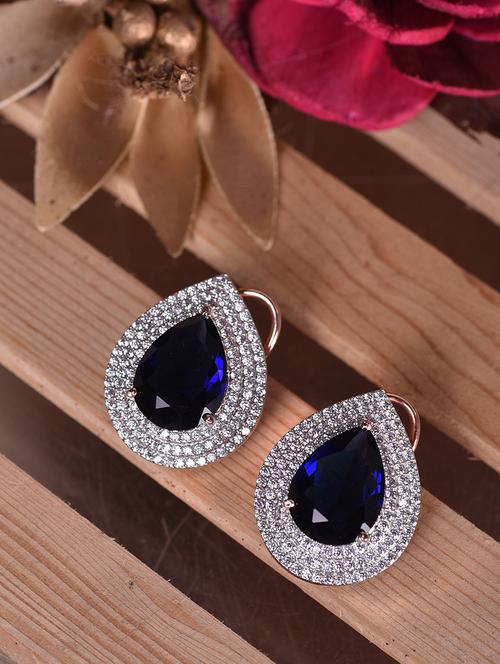 women blue stone studs earring - 21843623 - Very Small Image - 1