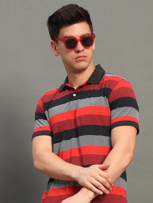 men striped short sleeve regualr fit polo t-shirt - 21844674 - Very Small Image - 1