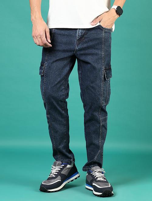 men blue plain mid rise jean - 21855337 - Very Small Image - 1