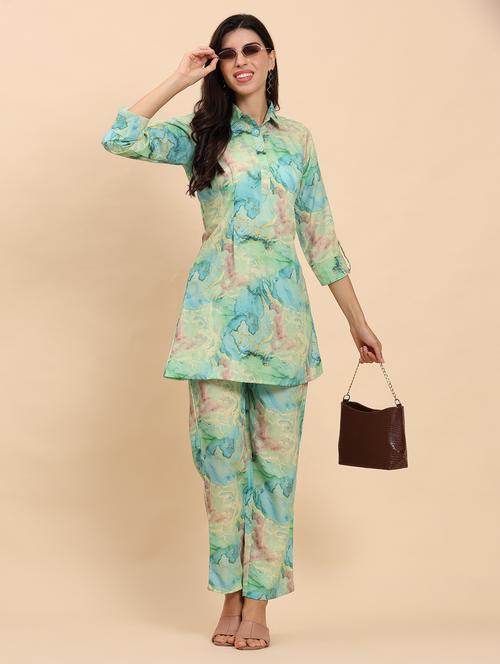 women printed three quarter sleeves ethnic co-ord set - 21863830 - Very Small Image - 1