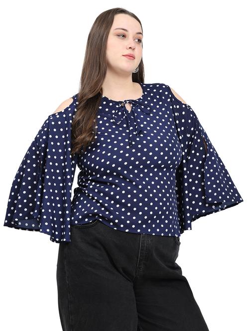 women plus size polka doted cold shoulder top - 21866530 - Very Small Image - 1