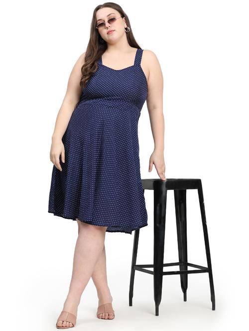 women plus size polka doted shoulder strap dress - 21866624 - Very Small Image - 1