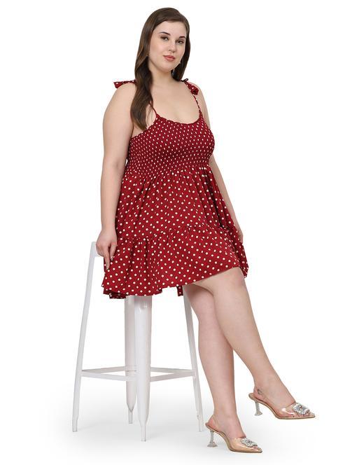 women plus size polka doted shoulder strap dress - 21866638 - Very Small Image - 1