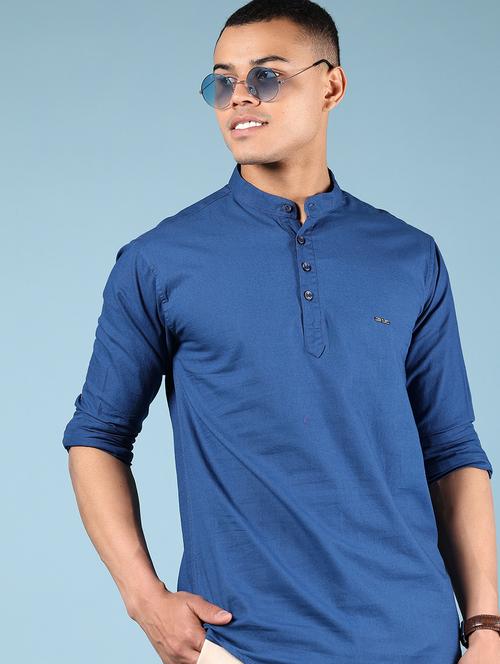 men solid mandarin neck short kurta - 21873462 - Very Small Image - 1