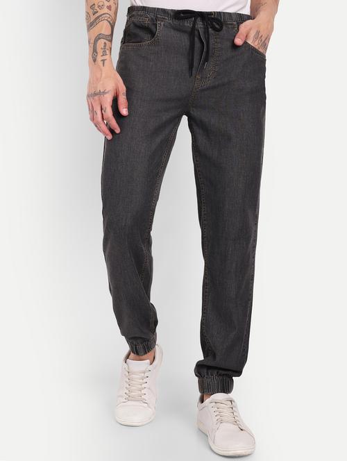 men grey solid regular fit jogger - 21876791 - Very Small Image - 1