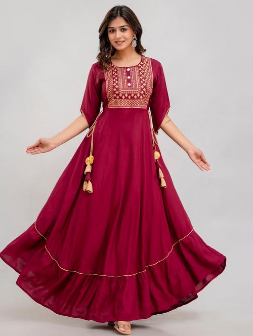 women embroidered short sleeve tiered ethnic dress - 21898993 - Very Small Image - 1