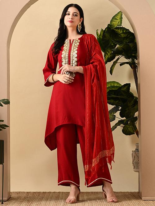 women gota detailed kurta pant with dupatta - 21899143 - Very Small Image - 1