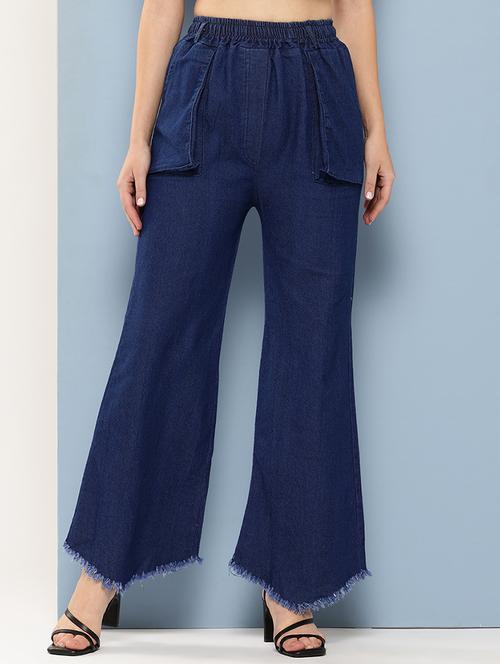 women solid high rise wide leg trouser - 21901228 - Very Small Image - 1
