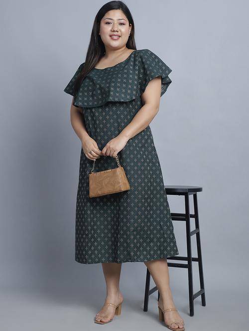 women plus size self designed cape sleeves a-line dress - 21904614 - Very Small Image - 1
