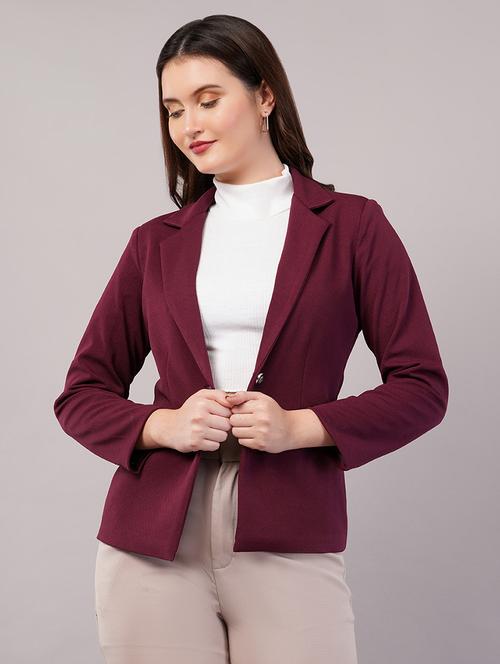 women solid long sleeves single breasted blazer - 21905168 - Very Small Image - 1