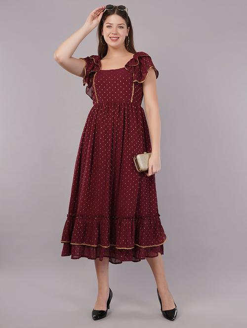 women self designed ruffled sleeves tiered dress - 21905246 - Very Small Image - 1