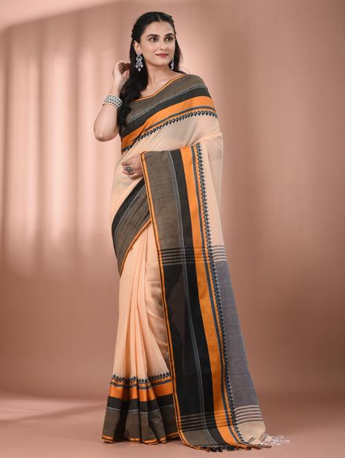 women beige handloom saree with blouse - 21905546 - Very Small Image - 1