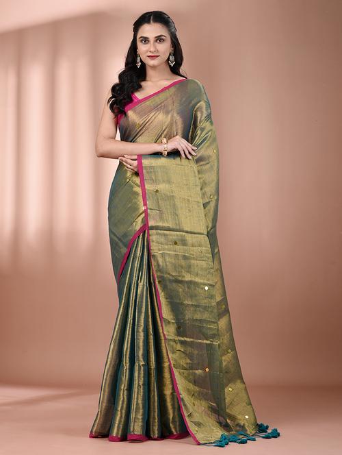 women solid with work embellished saree with blouse - 21908355 - Very Small Image - 1