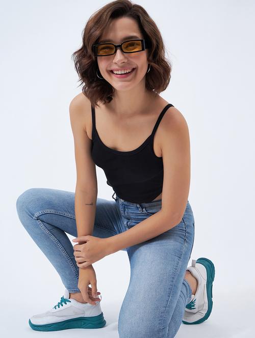 women solid shoulder strap bodysuit top - 21909067 - Very Small Image - 1