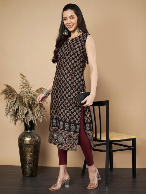 women floral printed sleeveless straight kurta - 21910398 - Very Small Image - 1