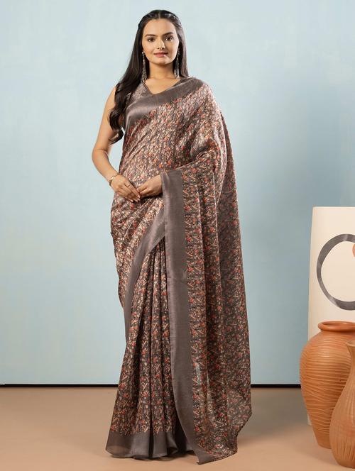 women printed casual wear saree with blouse - 21911795 - Very Small Image - 1