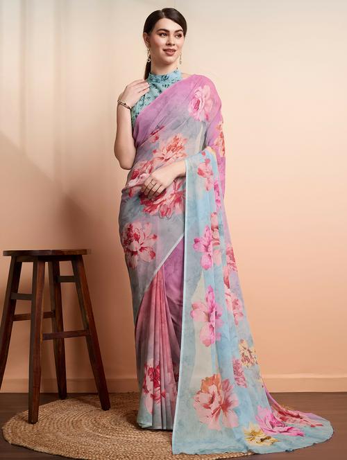 women printed casual wear saree with blouse - 21911832 - Very Small Image - 1