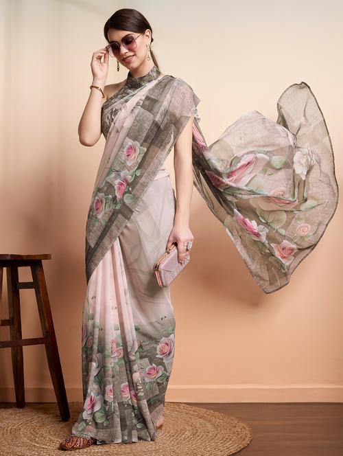 women printed casual wear saree with blouse - 21911835 - Very Small Image - 1