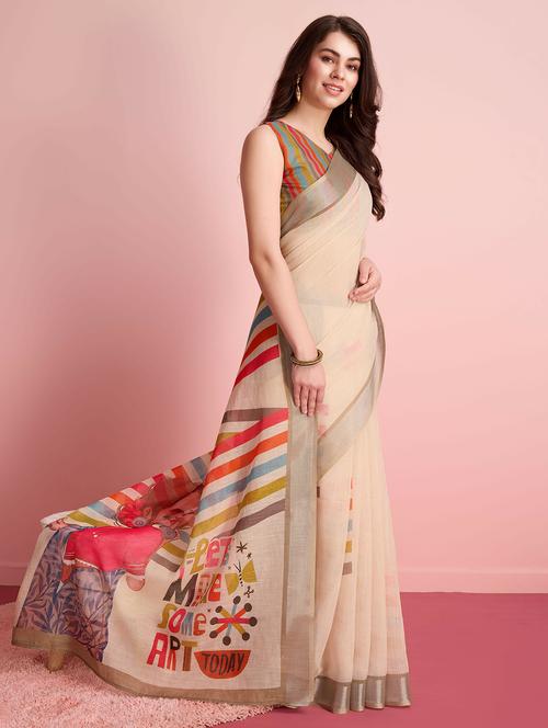 women printed casual wear saree with blouse - 21911854 - Very Small Image - 1