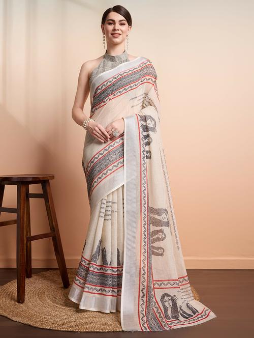 women printed casual wear saree with blouse - 21911856 - Very Small Image - 1