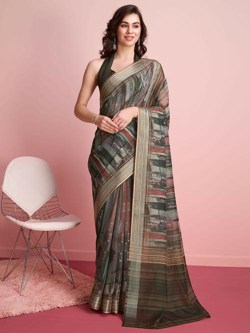 women printed casual wear saree with blouse - 21911858 - Very Small Image - 1