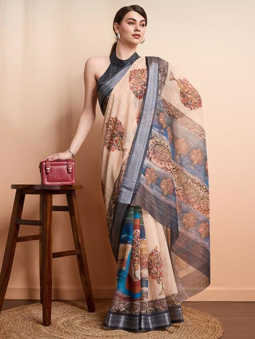 women printed casual wear saree with blouse - 21911859 - Very Small Image - 1