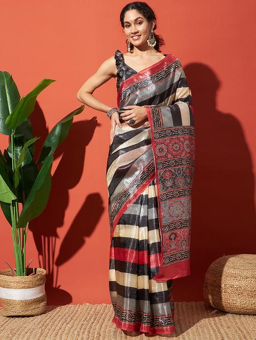 women printed casual wear saree with blouse - 21912113 - Very Small Image - 1