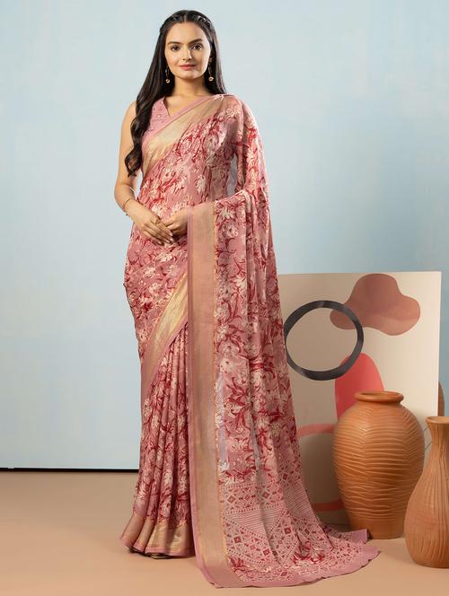 women printed casual wear saree with blouse - 21912365 - Very Small Image - 1