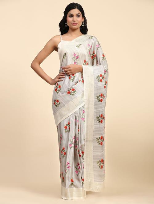 women printed casual wear saree with blouse - 21912371 - Very Small Image - 1