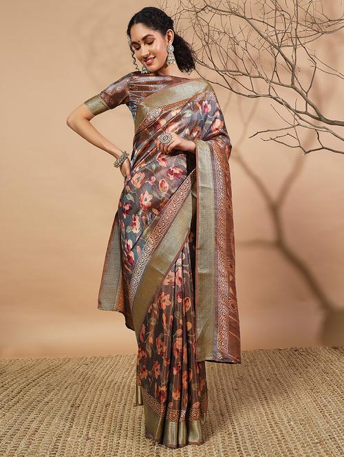 women printed casual wear saree with blouse - 21912433 - Very Small Image - 1