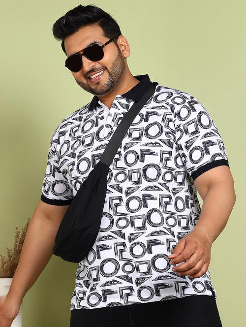 men plus size printed short sleeve polo t-shirt - 21913991 - Very Small Image - 1