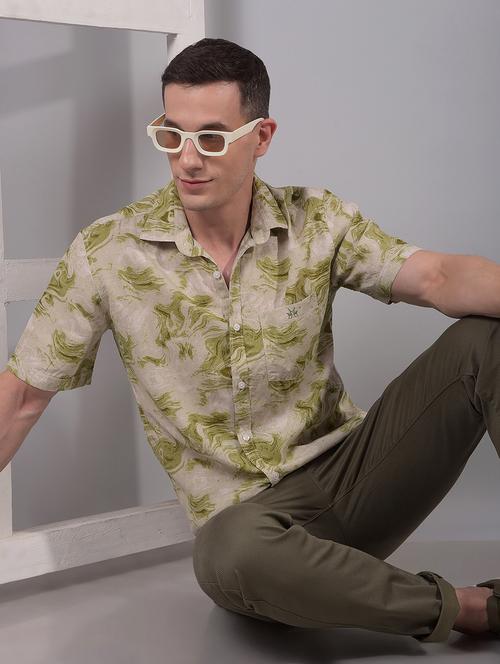 men printed short sleeve slim fit casual shirt - 21914304 - Very Small Image - 1