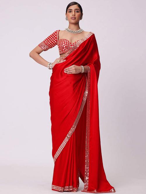 women solid with bordered saree with blouse - 21916173 - Very Small Image - 1